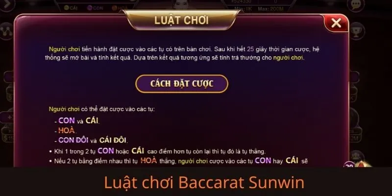 Luật chơi Baccarat Sunwin cơ bản và cách tính điểm chuẩn xác