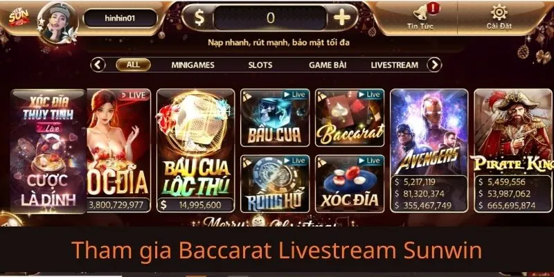 Tổng quan Baccarat Livestream Sunwin