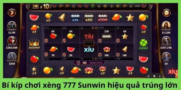 Bí kíp chơi xèng 777 Sunwin hiệu quả trúng lớn